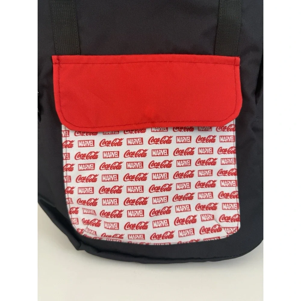 Marvel x Coca-Cola Collaboration Backpack Black & Red Logo All Over Print Pocket